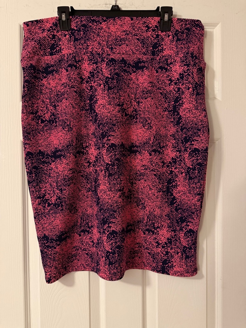 LuLaRoe Hot Pink and Navy Abstract Pencil Skirt
